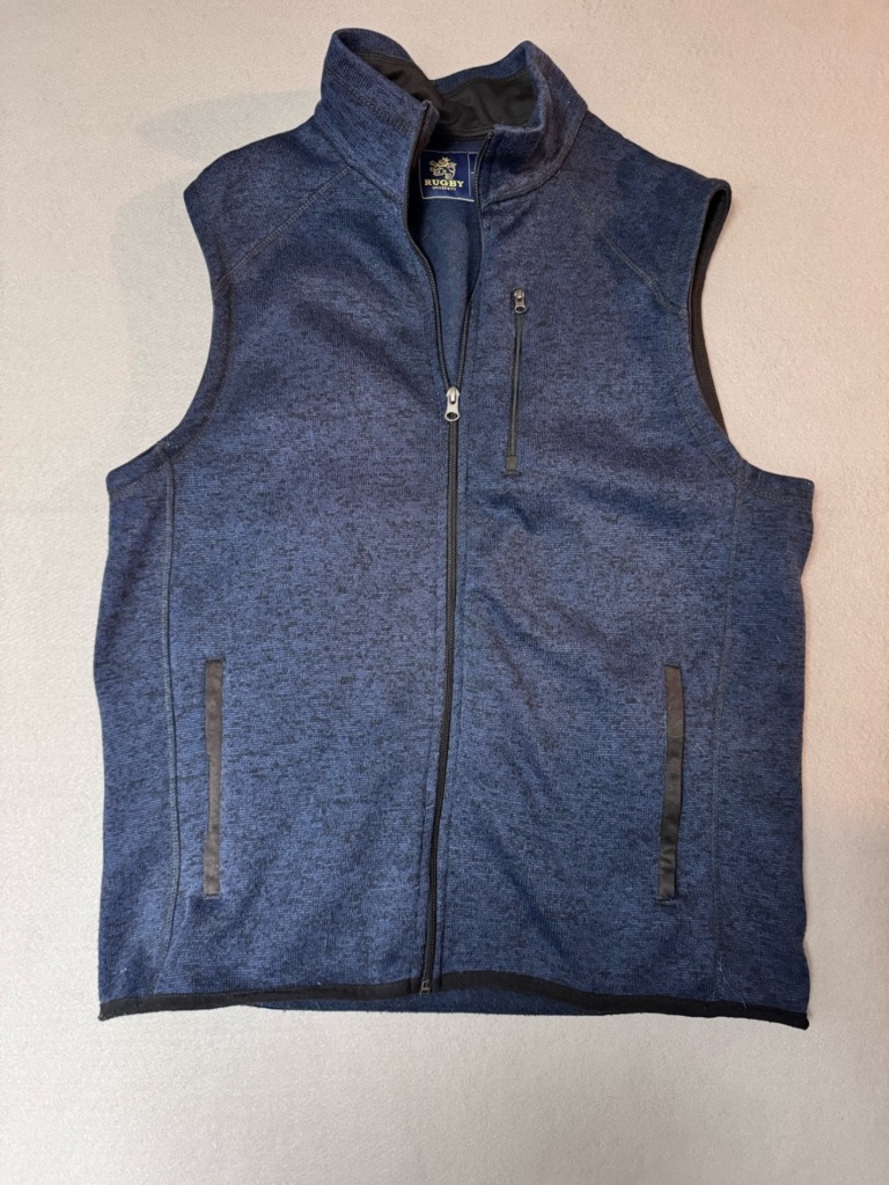 Rugby Ralph Lauren Men's Heather Navy Zip-Up Fleece Vest